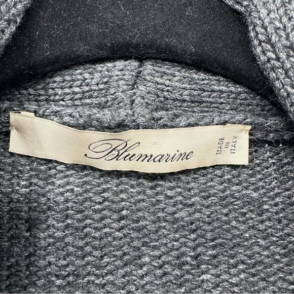 SALE!!! Bluemarine Grey Woll Cardigan Sweater with Leather Details Size L - Picture 3 of 9